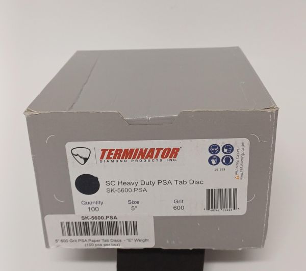 5" 600 Grit PSA Paper Tab Discs - "E" Weight  (100 pcs per box)